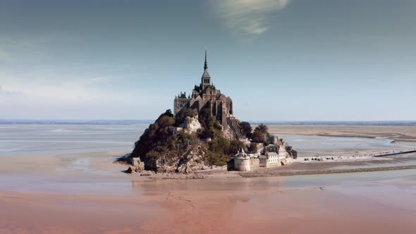 Aerial view of Mont-Saint-Michel castle