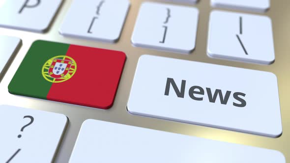 News Text and Flag of Portugal on the Keys