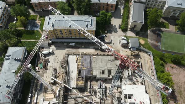 flight over construction site