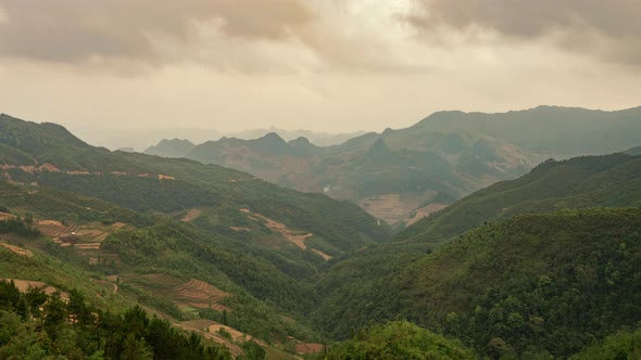 Ha Giang Valley Vietnam Timelapse  Ha Giang Mountains Midshot Daytime