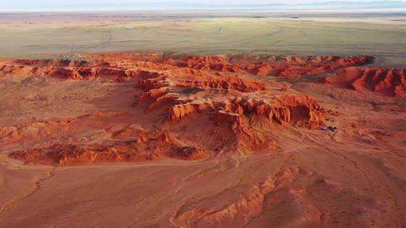 Bayanzag Flaming Cliffs at Sunset in Mongolia alt
