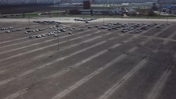 Empty Giant Parking of New Cars.Shortage Auto in Russia.Shutdown of Production. Crisis Auto Industry alt