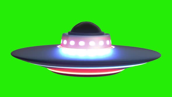 Alien Ufo Ship on Green Chroma Key alt