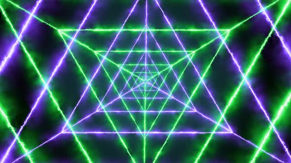 Blue Green Color Fire Triangle Tunnel Animated Background alt