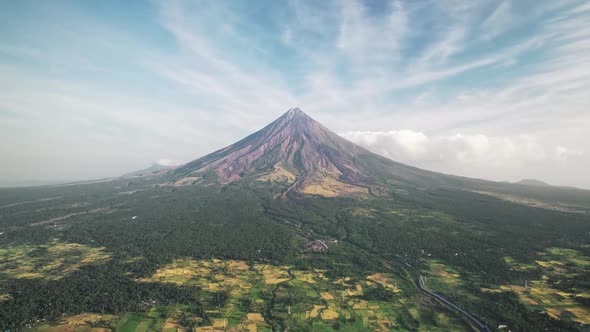 Aerial Mayon Volcano in Legazpi City Albay Philippine alt