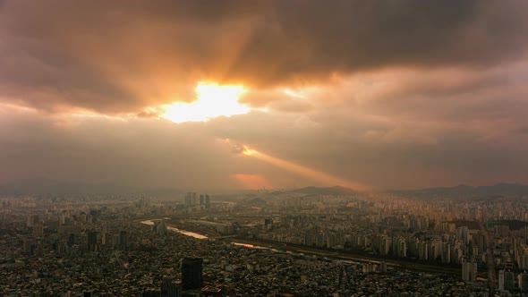  Sunset in Seoul City South Korea.