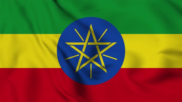 Ethiopia flag seamless closeup waving animation