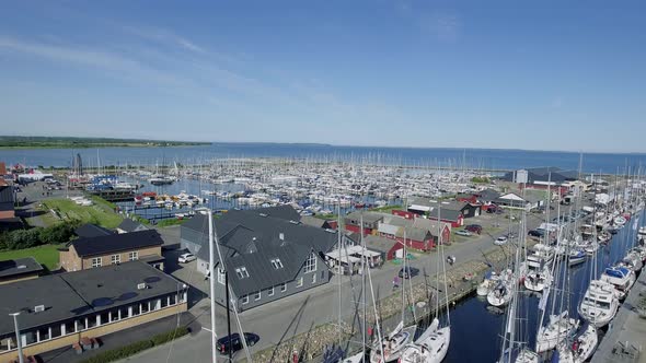 Drone Flies Up Along Masts And The Entire Harbor Comes To Sight