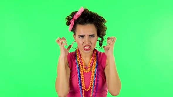 Annoyed Woman Gesturing in Stress Expressing Irritation and Anger alt