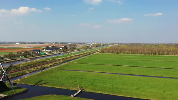 Aerial View of Traditional Dutch Windmill, Netherlands, Holland