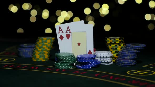 Combination of Poker. Falling Two King on a Table. Close Up. Slow Motion alt