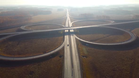 Cars are Moving on a Urban Multilevel Road Junction alt