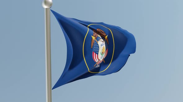 Utah flag on flagpole. alt
