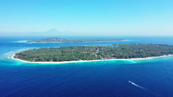 Aerial abstract of paradise shore beach break by transparent ocean with white sandy background of a  alt