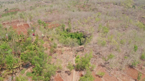 Drone Over Landscape To Goa Jomblang Cave alt