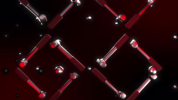 Dark Animated Background With Realistic Hammers Rotating In Weird Web Media alt