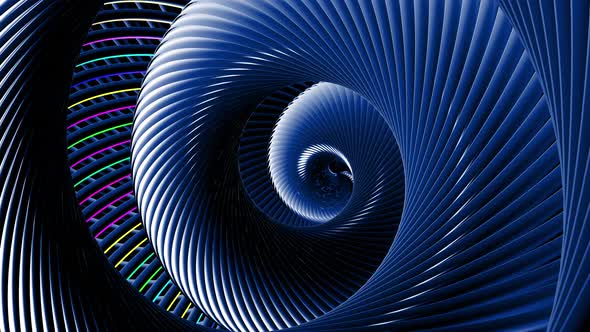 Curved Lines Like Tubes Twisted in Helix and Multicolor Neon Light Running on Tubes alt