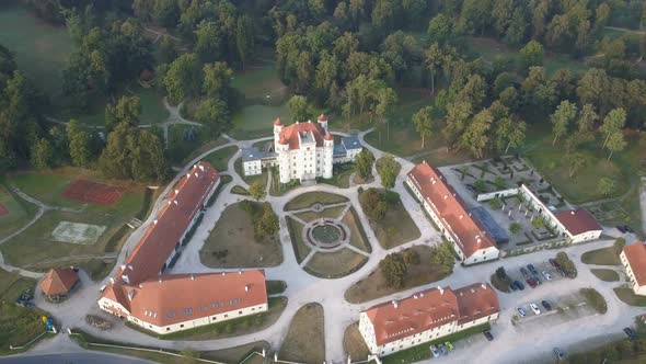 Aerial View of Medieval Palace in Western Europe alt