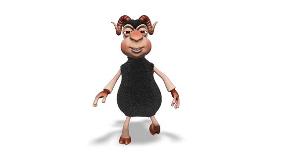 Comic 3D Ram Dance  Looped on White