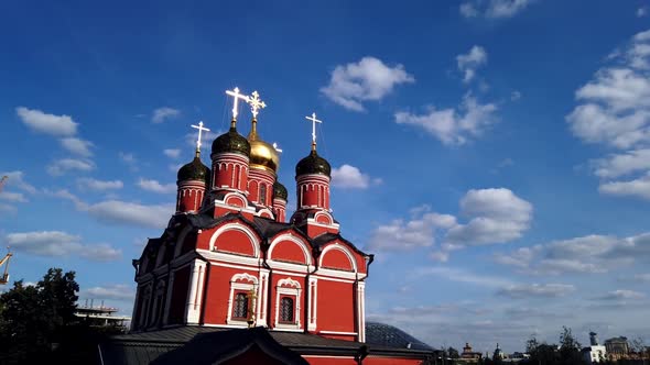 Old Christian Orthodox Church on the Background of Clouds