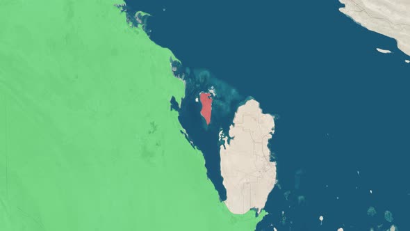 Zoom in to the Map of Bahrain and Saudi Arabia with Text Textless