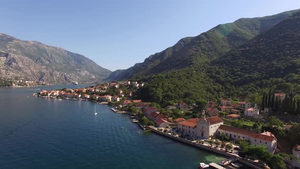View of the Kotor Bay Between the Towns of Prcanj and Dobrota Montenegro alt