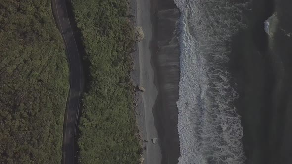 Scenic coastal road from above
