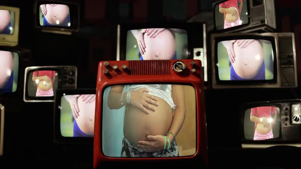 Pregnant Women on Retro TVs.
