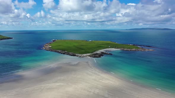 Flying Toward the Tip of Inishkeet Next To the Awarded Narin Beach By Portnoo in County Donegal alt