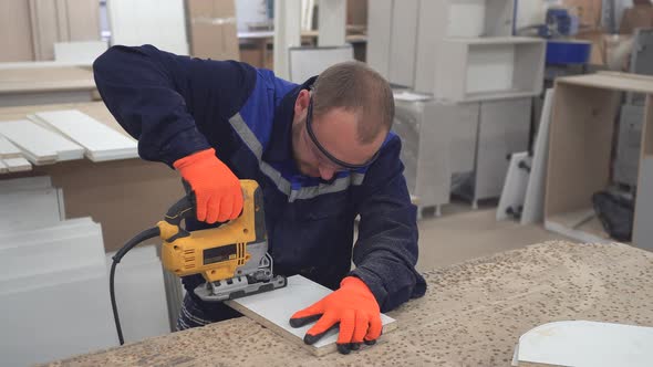 Production of Cabinet Furniture. Manufacture of Table, Chair, . Furniture Workshop alt