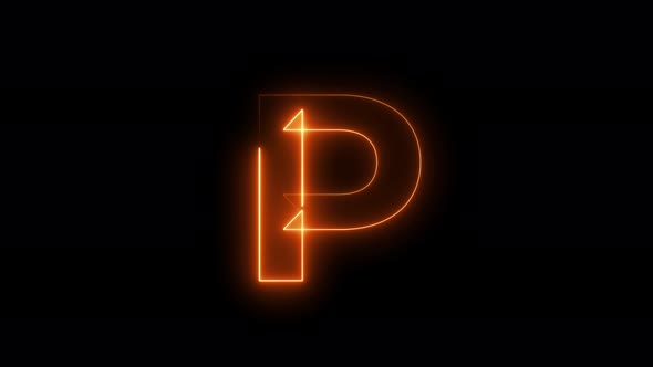 Neon animation seamless Letter P . 4K video background.