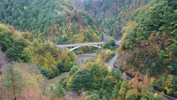 Bridge in between mountains