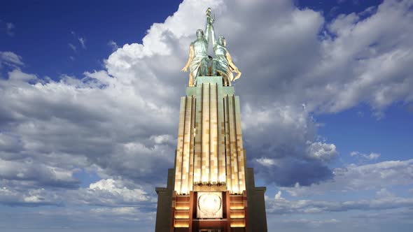 Famous soviet monument Rabochiy i Kolkhoznitsa, Moscow, Russia. Made of in 1937