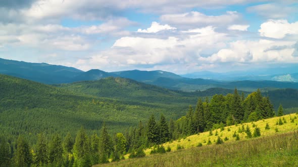 Mountain Landscape with a Fast Clouds and Shadows alt