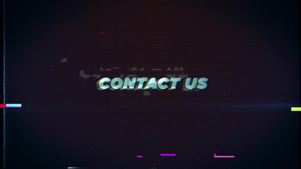 CONTACT US text glitch effects concept for video games screen alt