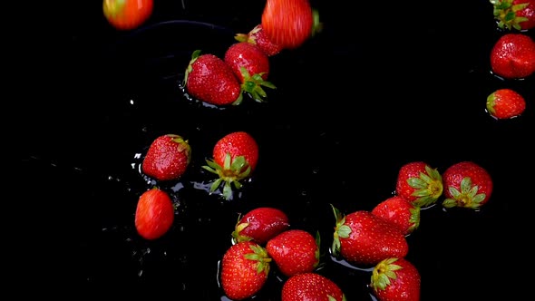 Strawberries Falling on Water