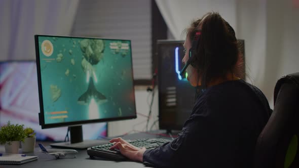 Excited Professional Esport Gamer Celebrating Championship Victory alt