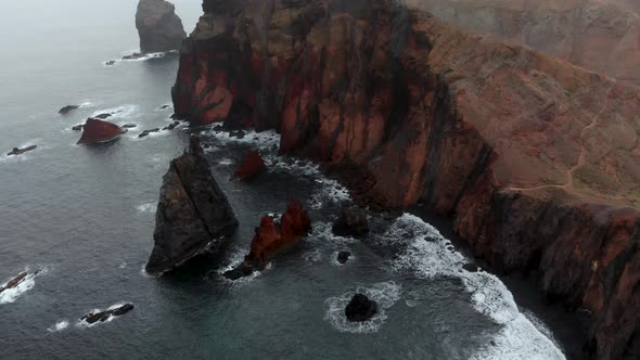 Powerful Waves of the Atlantic Ocean Crashing Into Massive Sea Cliffs