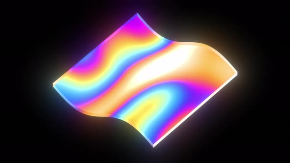 Iridescent 3D Plane Sine Wave Animation Loop. RGB Straight + Alpha.