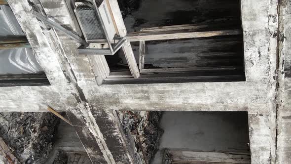 Vertical Video of a Burnt and Destroyed House in Kyiv Ukraine alt