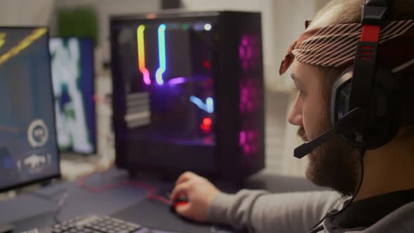 Competitive Cyber Pro Gamer Streaming with Microphone alt