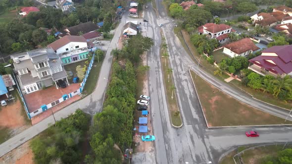 Aerial view car moving on the road during MCO in Kajang