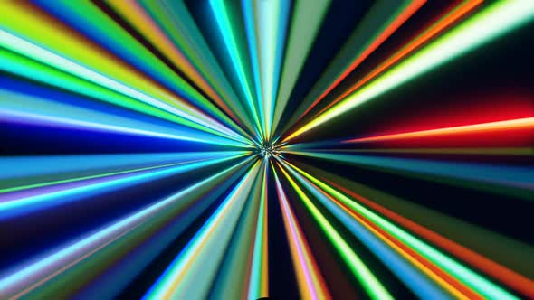 3d render Hyper light tunnel with multi-colored beams