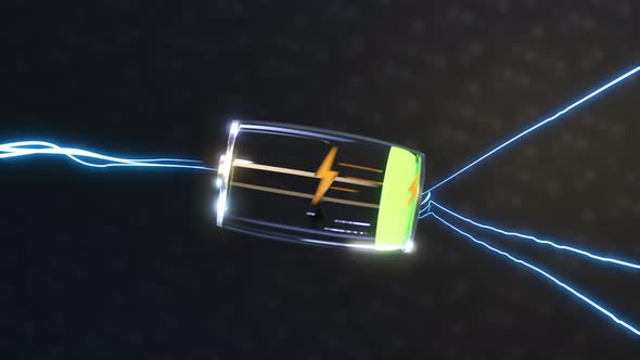 Battery charging process. Power level showed as green cells in increasing. 4K alt