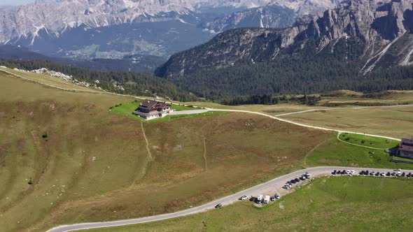 Endless Mountain Horizon with a House in the Middle of the Field  Italy alt