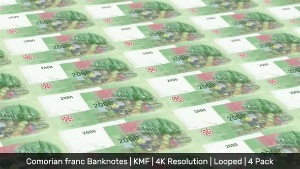 Comoros Banknotes Money / Comorian franc / Currency CF / KMF / 4 Pack - 4K alt