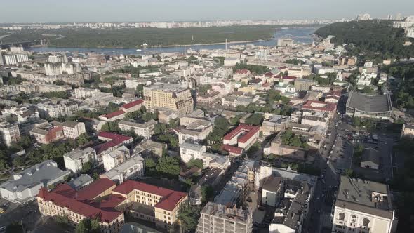 View of Kyiv From Above. Ukraine. Aerial View, Gray, Flat alt