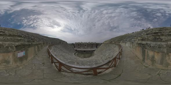 360 VR Roman Amphitheatre in Hierapolis, Turkey. Inside View alt