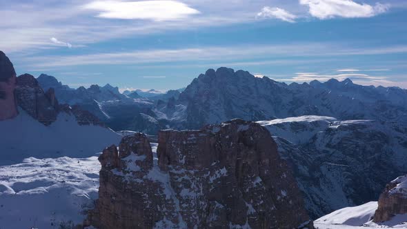 Tre Cime Di Lavaredo on Sunny Day in Winter alt