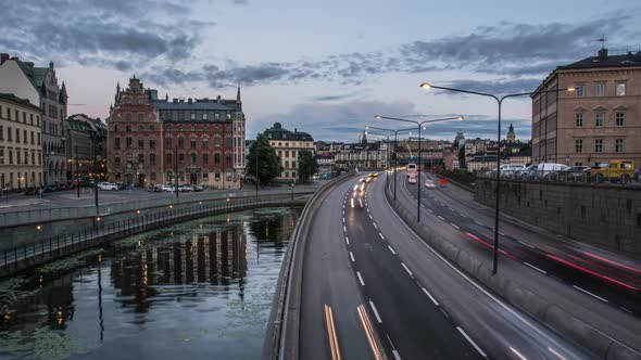 Traffic over bridge in Stockholm
